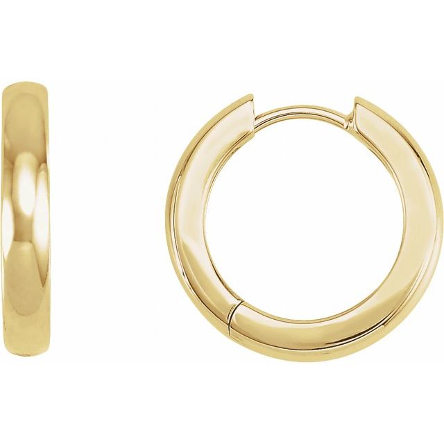 Petite Polished Hinged Huggie Hoop Earrings — 10K Yellow Gold