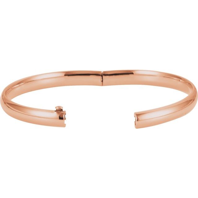 Polished Domed Hinged Bangle Bracelet — 14K Rose Gold