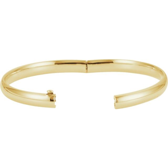 Polished Domed Hinged Bangle Bracelet — 14K Yellow Gold