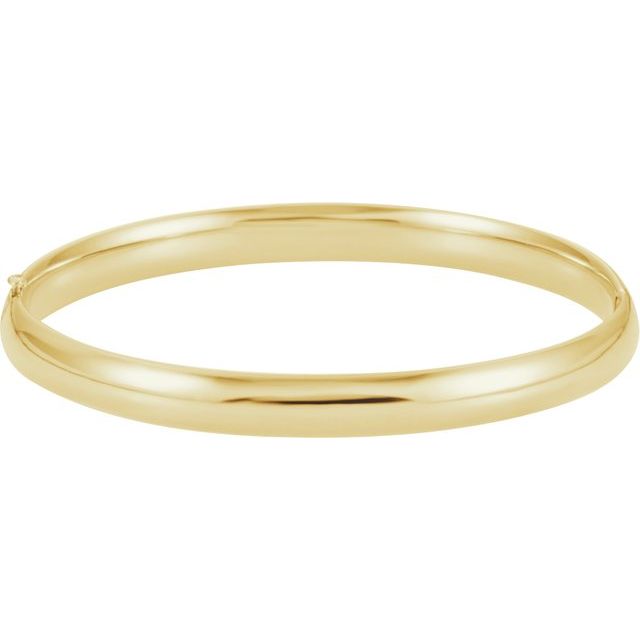 Polished Domed Hinged Bangle Bracelet — 14K Yellow Gold