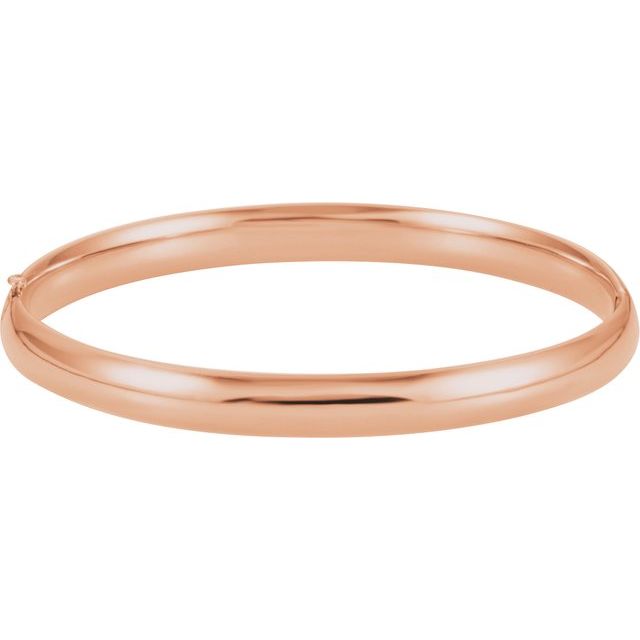 Polished Domed Hinged Bangle Bracelet — 14K Rose Gold
