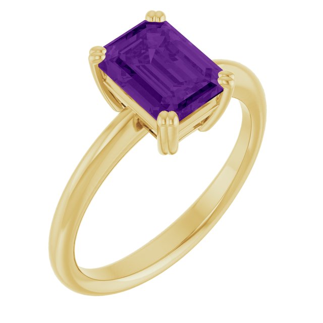 Natural Amethyst | Emerald | 8 x 6mm