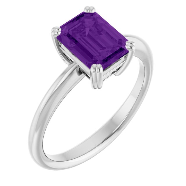Natural Amethyst | Emerald | 8 x 6mm