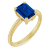Lab-Grown Blue Sapphire | Emerald | 8 x 6mm