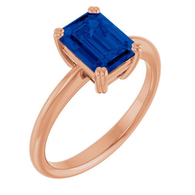 Lab-Grown Blue Sapphire | Emerald | 8 x 6mm
