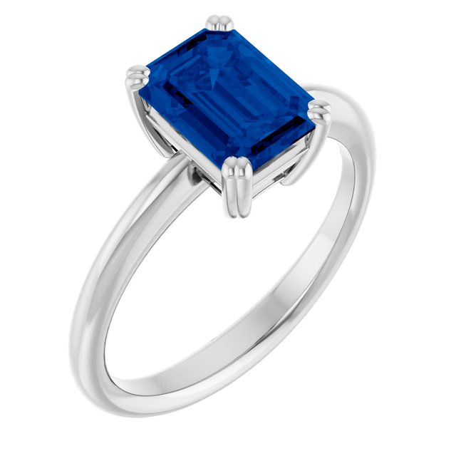 Lab-Grown Blue Sapphire | Emerald | 8 x 6mm