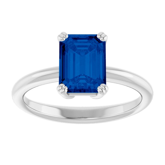 Lab-Grown Blue Sapphire | Emerald | 8 x 6mm