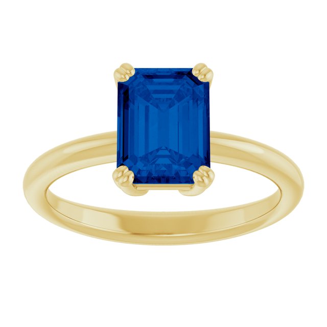 Lab-Grown Blue Sapphire | Emerald | 8 x 6mm