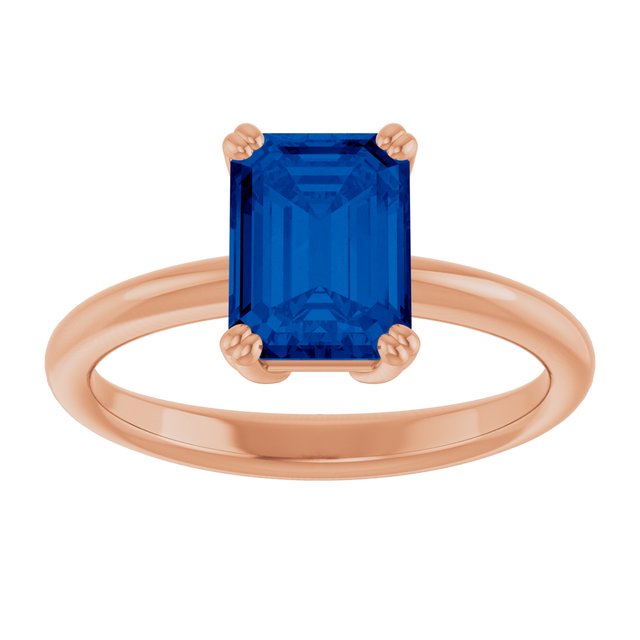 Lab-Grown Blue Sapphire | Emerald | 8 x 6mm
