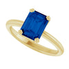 Lab-Grown Blue Sapphire | Emerald | 8 x 6mm