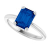 Lab-Grown Blue Sapphire | Emerald | 8 x 6mm