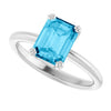 Natural Aquamarine | Emerald | 8 x 6mm