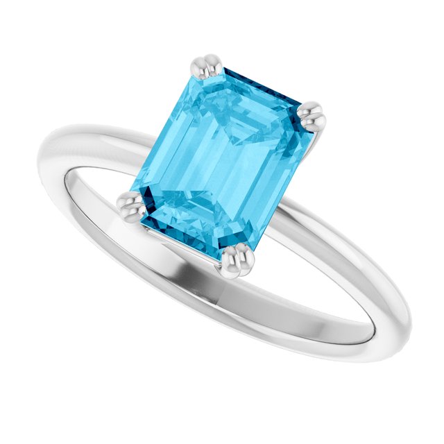 Natural Aquamarine | Emerald | 8 x 6mm