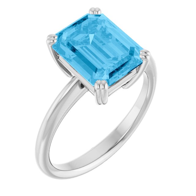 Natural Swiss Blue Topaz | Emerald | 10 x 8mm