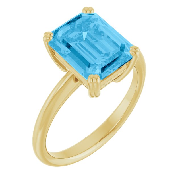 Natural Swiss Blue Topaz | Emerald | 10 x 8mm