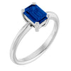 Lab-Grown Blue Sapphire | Emerald | 7 x 5mm