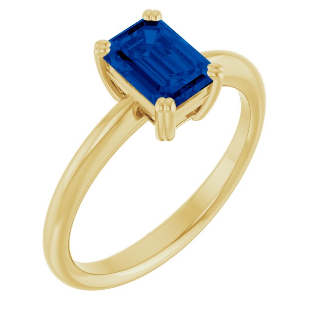 Lab-Grown Blue Sapphire | Emerald | 7 x 5mm