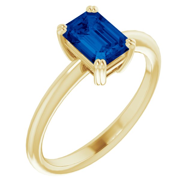 Lab-Grown Blue Sapphire | Emerald | 7 x 5mm