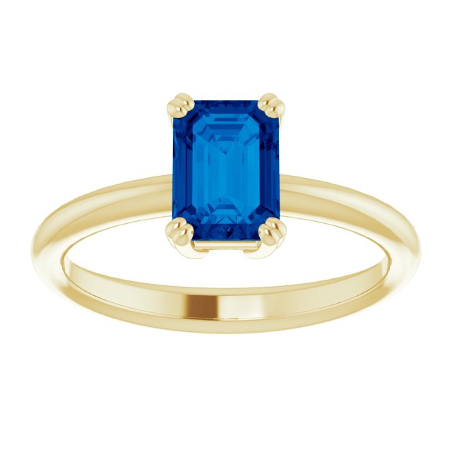 Lab-Grown Blue Sapphire | Emerald | 7 x 5mm
