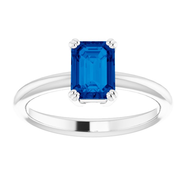 Lab-Grown Blue Sapphire | Emerald | 7 x 5mm