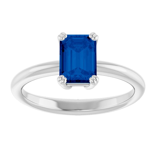 Lab-Grown Blue Sapphire | Emerald | 7 x 5mm