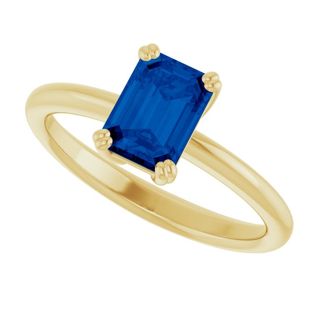 Lab-Grown Blue Sapphire | Emerald | 7 x 5mm