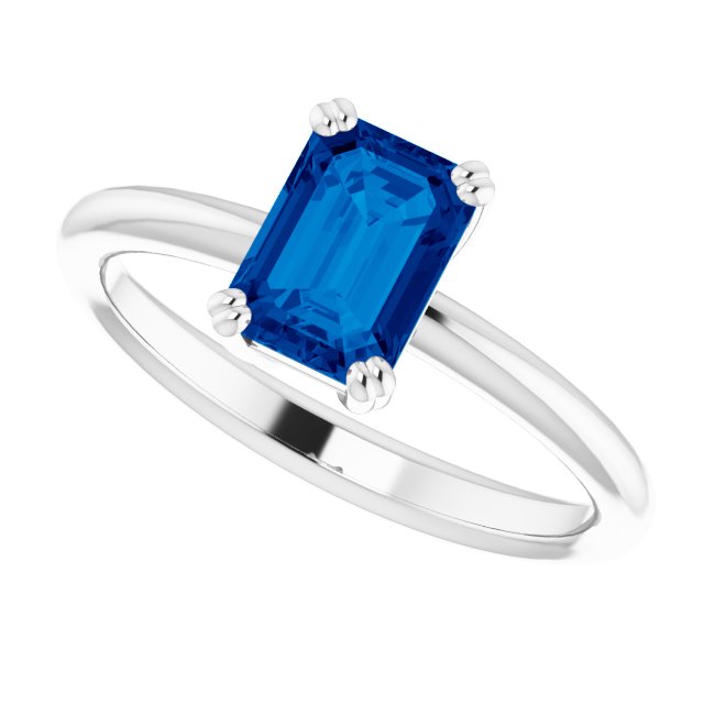 Lab-Grown Blue Sapphire | Emerald | 7 x 5mm