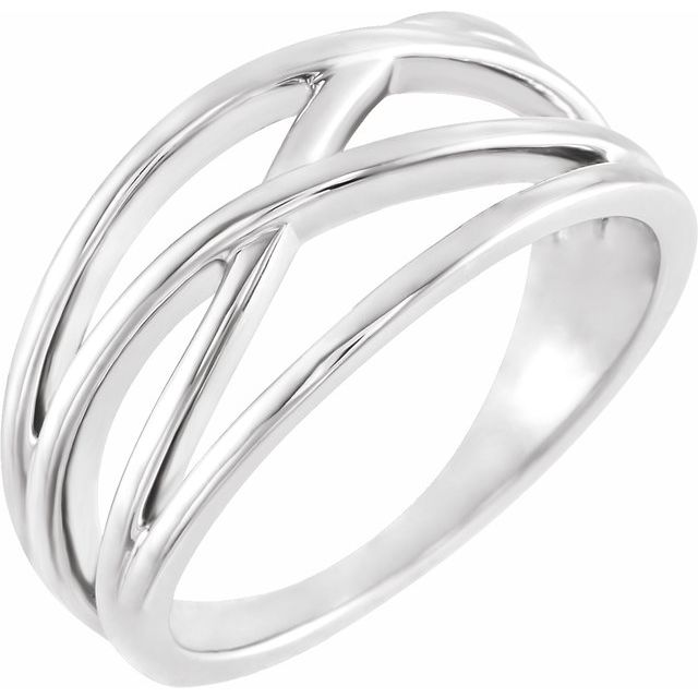 Sculpted Crossover Bypass Ring — Sterling Silver
