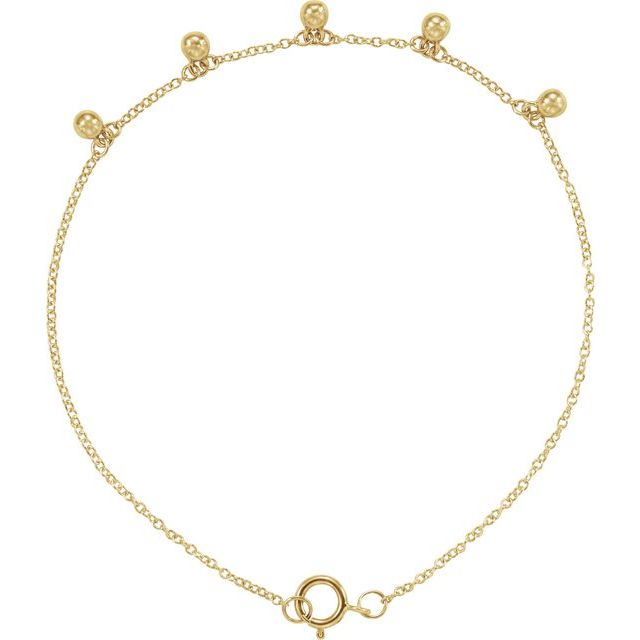 Bead Dangle Station Bracelet — 14K Yellow Gold