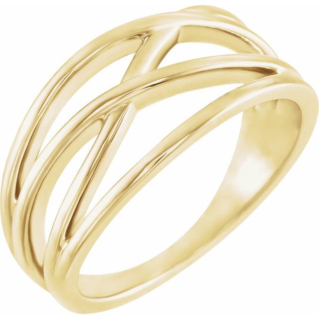 Sculpted Crossover Bypass Ring — 14K Yellow Gold