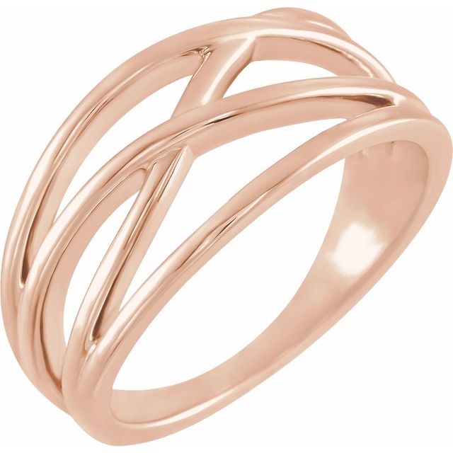 Sculpted Crossover Bypass Ring — 14K Rose Gold