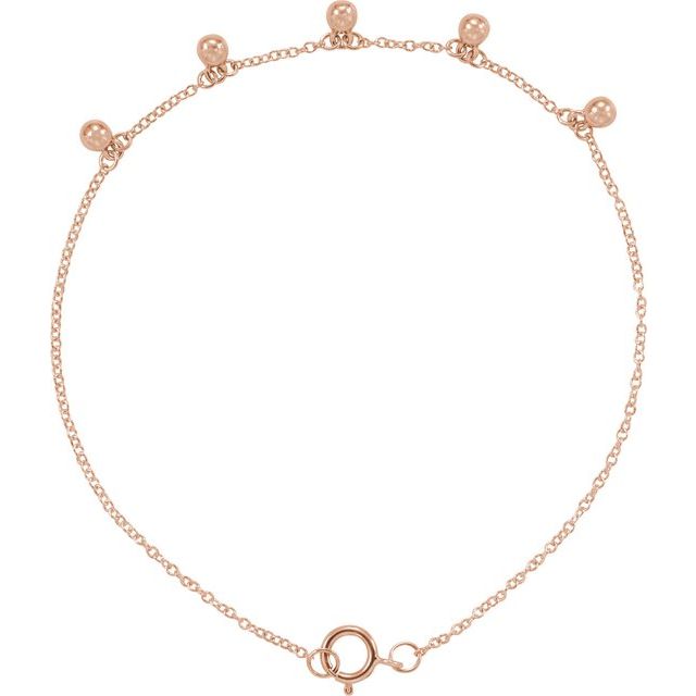 Bead Dangle Station Bracelet — 14K Rose Gold