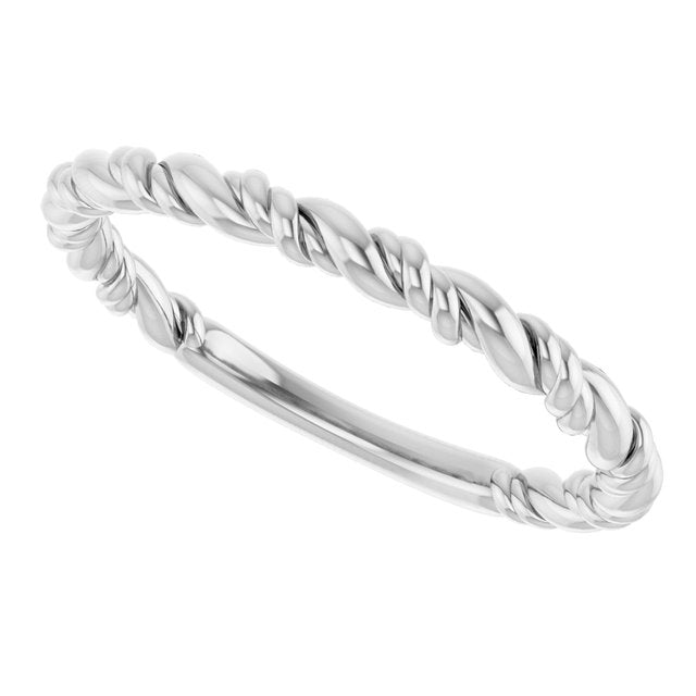 Twisted Rope Stackable Band Ring — 14K White Gold