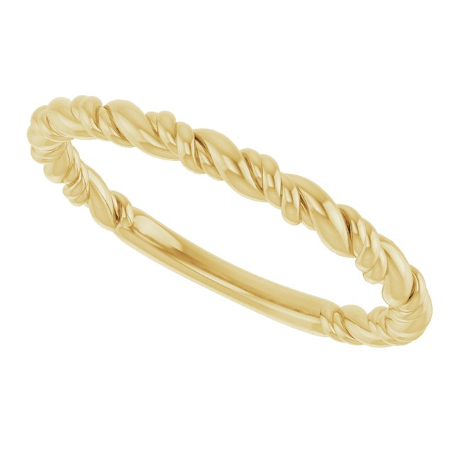 Twisted Rope Stackable Band Ring — 14K Yellow Gold