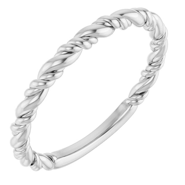 Twisted Rope Stackable Band Ring — Platinum
