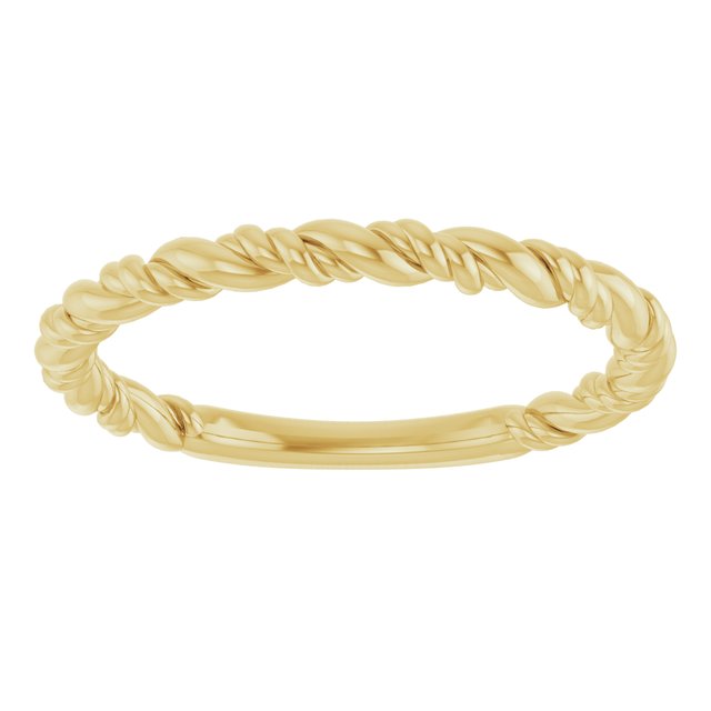 Twisted Rope Stackable Band Ring — 14K Yellow Gold