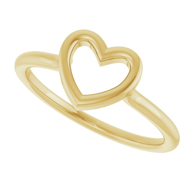 Open Heart Cutout Stackable Ring — 14K Yellow Gold