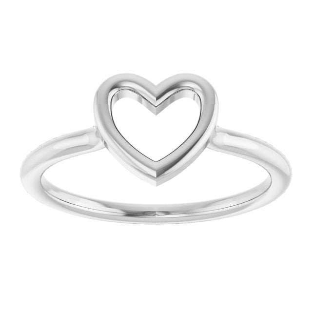 Open Heart Cutout Stackable Ring — Sterling Silver
