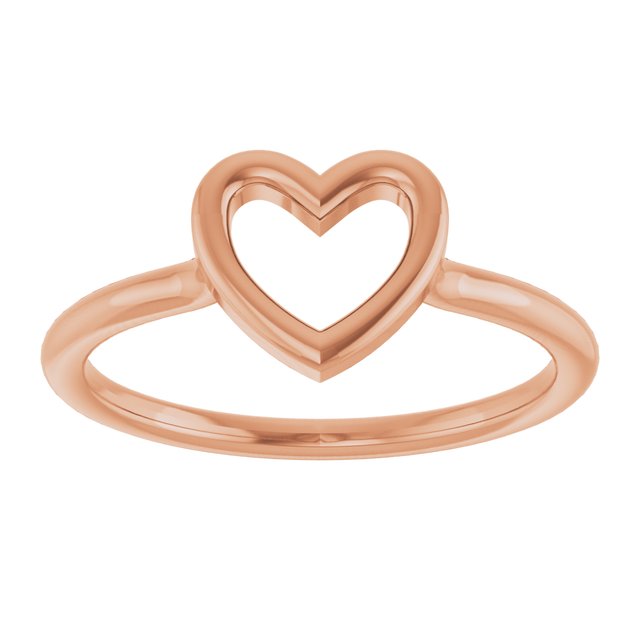 Open Heart Cutout Stackable Ring — 14K Rose Gold