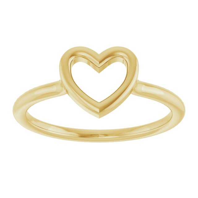 Open Heart Cutout Stackable Ring — 14K Yellow Gold