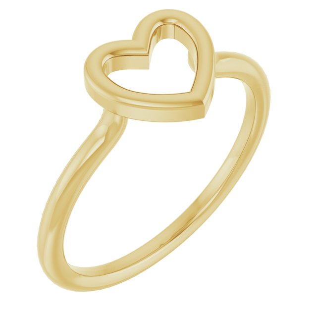 Open Heart Cutout Stackable Ring — 14K Yellow Gold