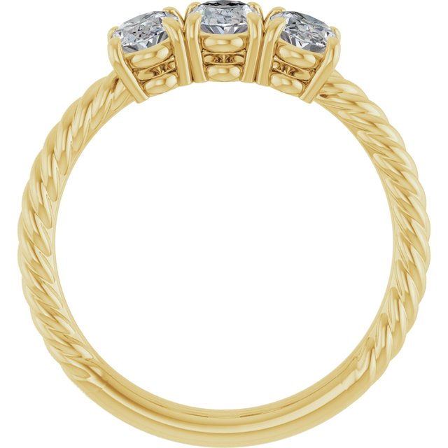 71833 / Set / 14K Yellow / 3-Stone / Oval / 8 X 6 Mm / Lab-Grown Diamond / Polished / 3 Ctw Lab-Grown Diamond 3-Stone Ring