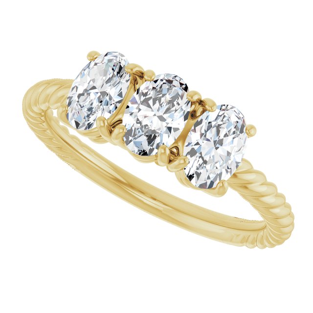 71833 / Set / 14K Yellow / 3-Stone / Oval / 8 X 6 Mm / Lab-Grown Diamond / Polished / 3 Ctw Lab-Grown Diamond 3-Stone Ring