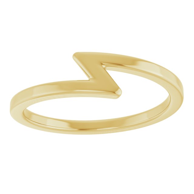 Lightning Bolt Negative-Space Stackable Ring — 14K Yellow Gold