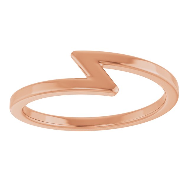 Lightning Bolt Negative-Space Stackable Ring — 14K Rose Gold