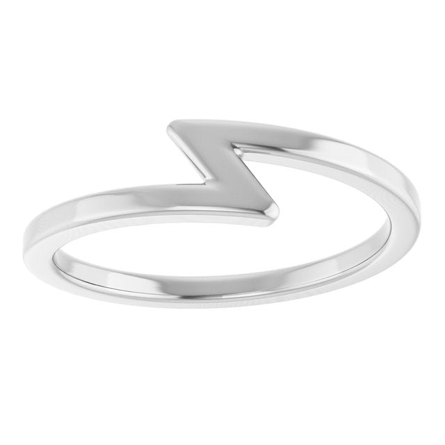 Lightning Bolt Negative-Space Stackable Ring — Platinum