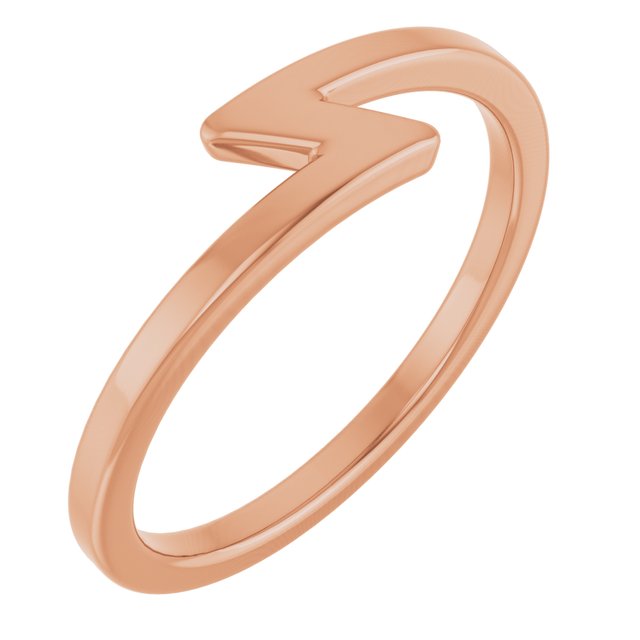 Lightning Bolt Negative-Space Stackable Ring — 14K Rose Gold