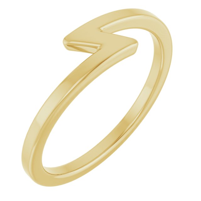 Lightning Bolt Negative-Space Stackable Ring — 14K Yellow Gold