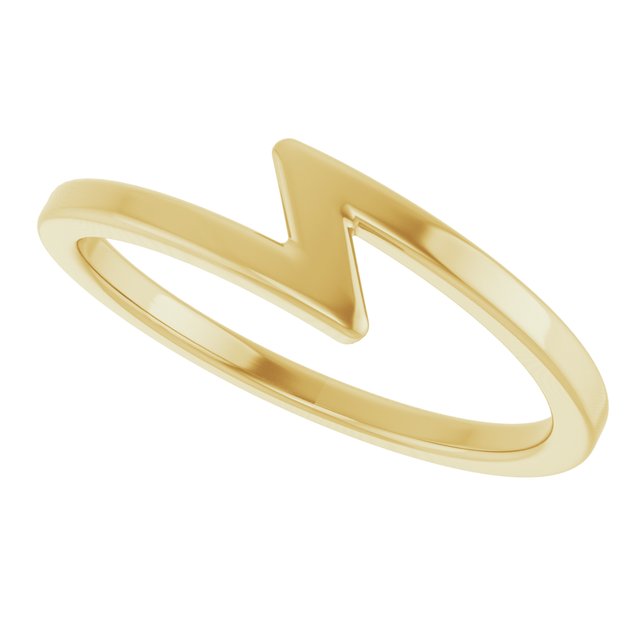 Lightning Bolt Negative-Space Stackable Ring — 14K Yellow Gold