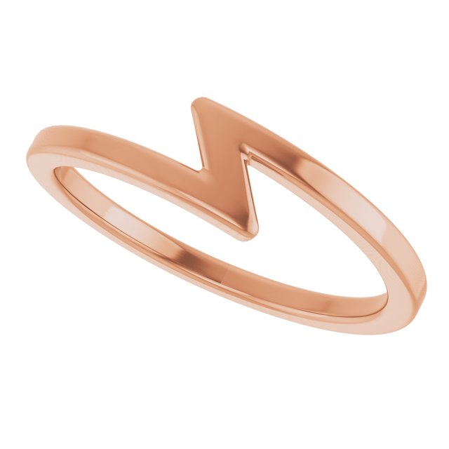 Lightning Bolt Negative-Space Stackable Ring — 14K Rose Gold